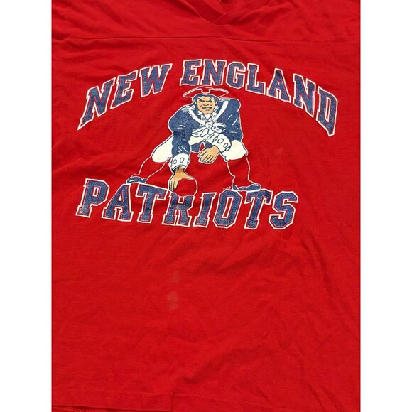 Vintage 80's Logo 7 New England Patriots 3/4 Short Sleeve Shirt Red Men's Large - Picture 5 of 9